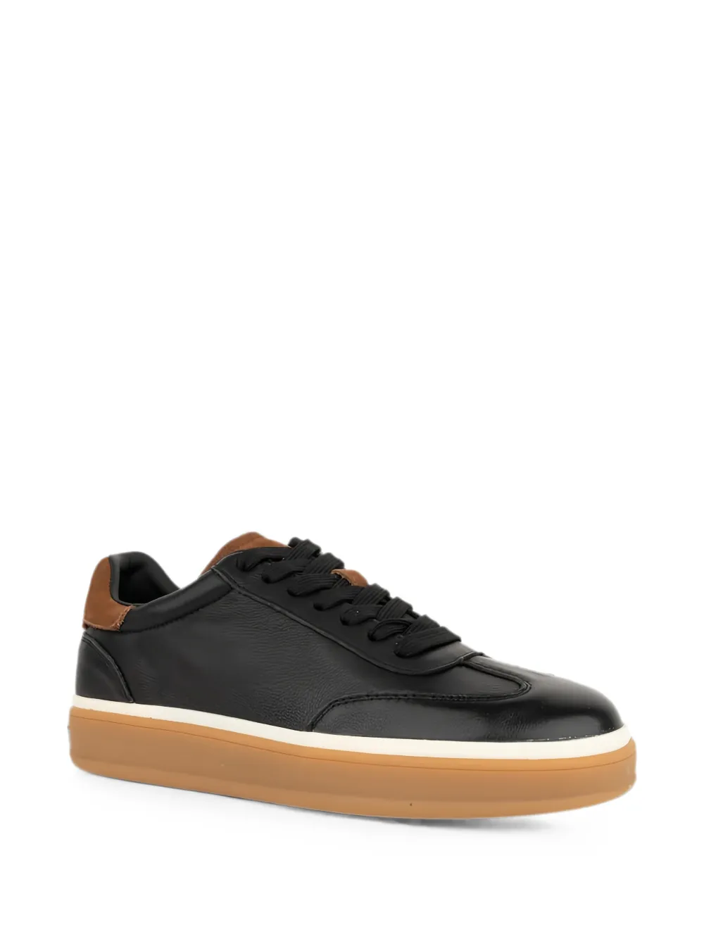 LINDA BAUMANN leather panelled sneakers Zwart
