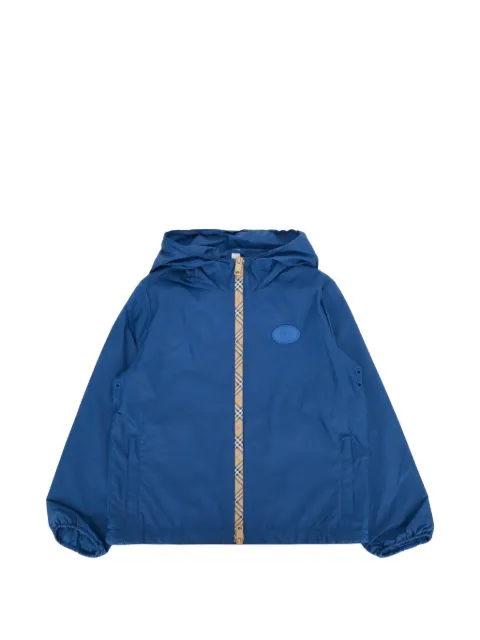 Burberry Kids chaqueta con capucha y ribete Check