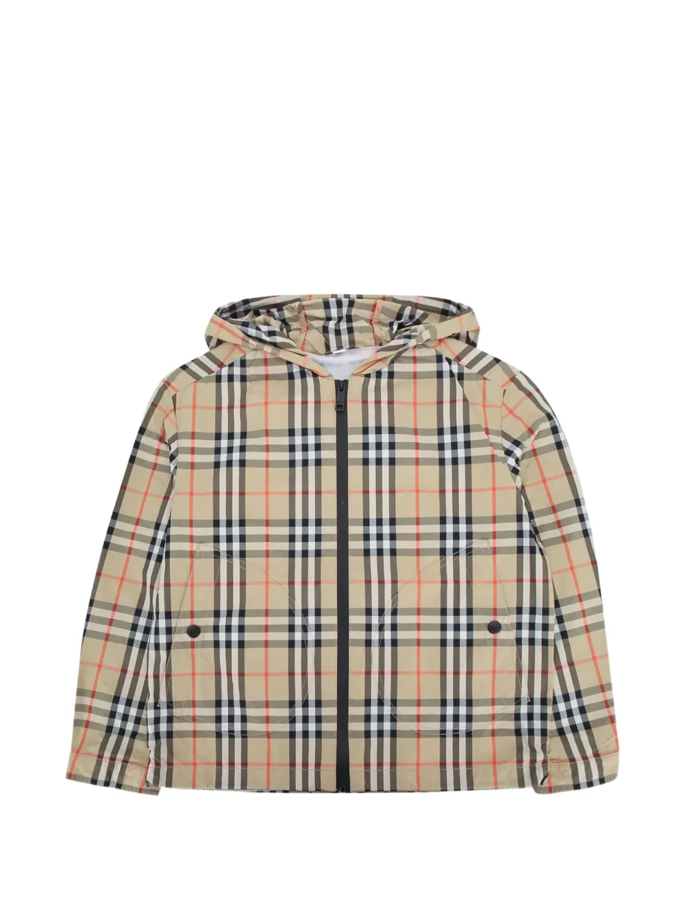 Burberry Kids check-print hooded jacket - Toni neutri