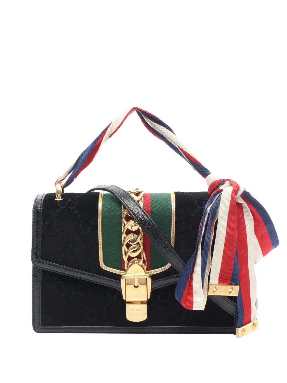 Gucci Pre-Owned 2016-2026 Small GG Velvet Sylvie crossbody bag - Nero