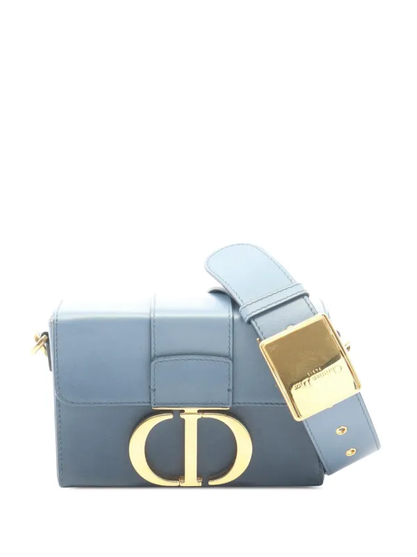Dior Pre-owned 2020 Leather 30 Montaigne Box Bag Crossbody Bag in Blue