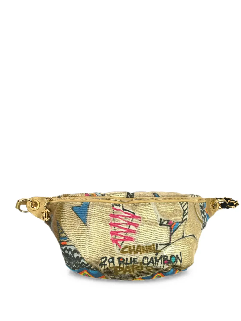 Pre-owned Chanel 2019 Graffiti Street Spirit Belt Bag In Neutrals