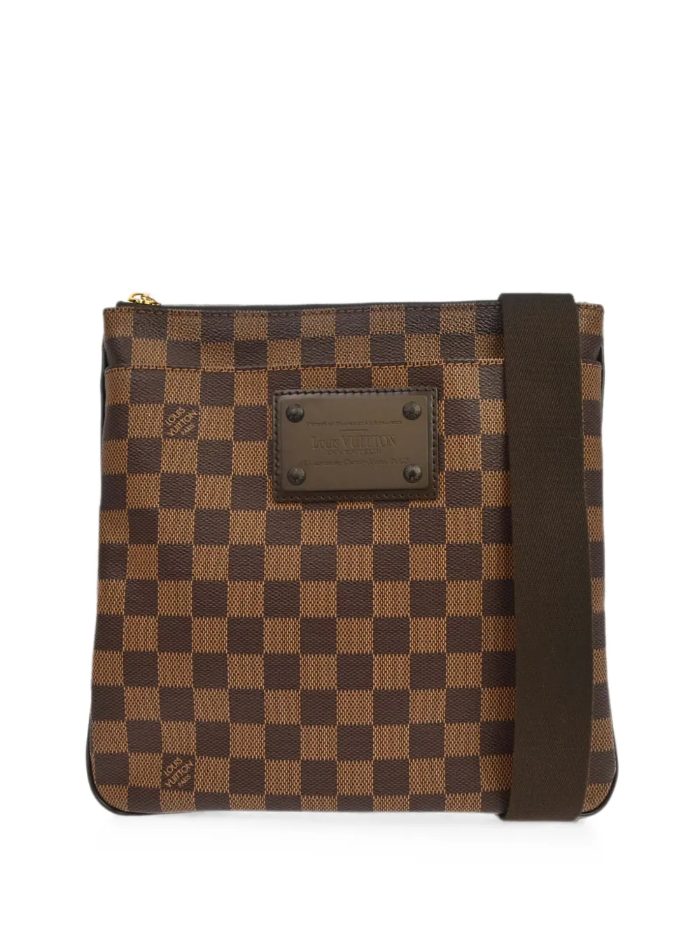 Pre-owned Louis Vuitton 2010 Damier Pochette Plate Brooklyn Shoulder Bag In Brown