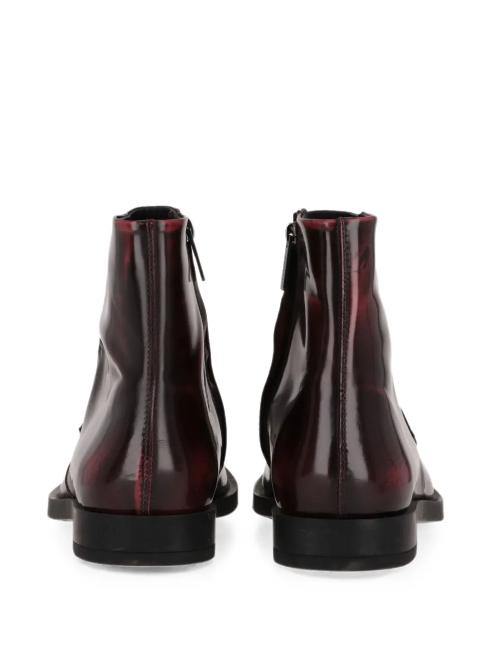 Tod's polished-finish penny-strap ankle boots Rood