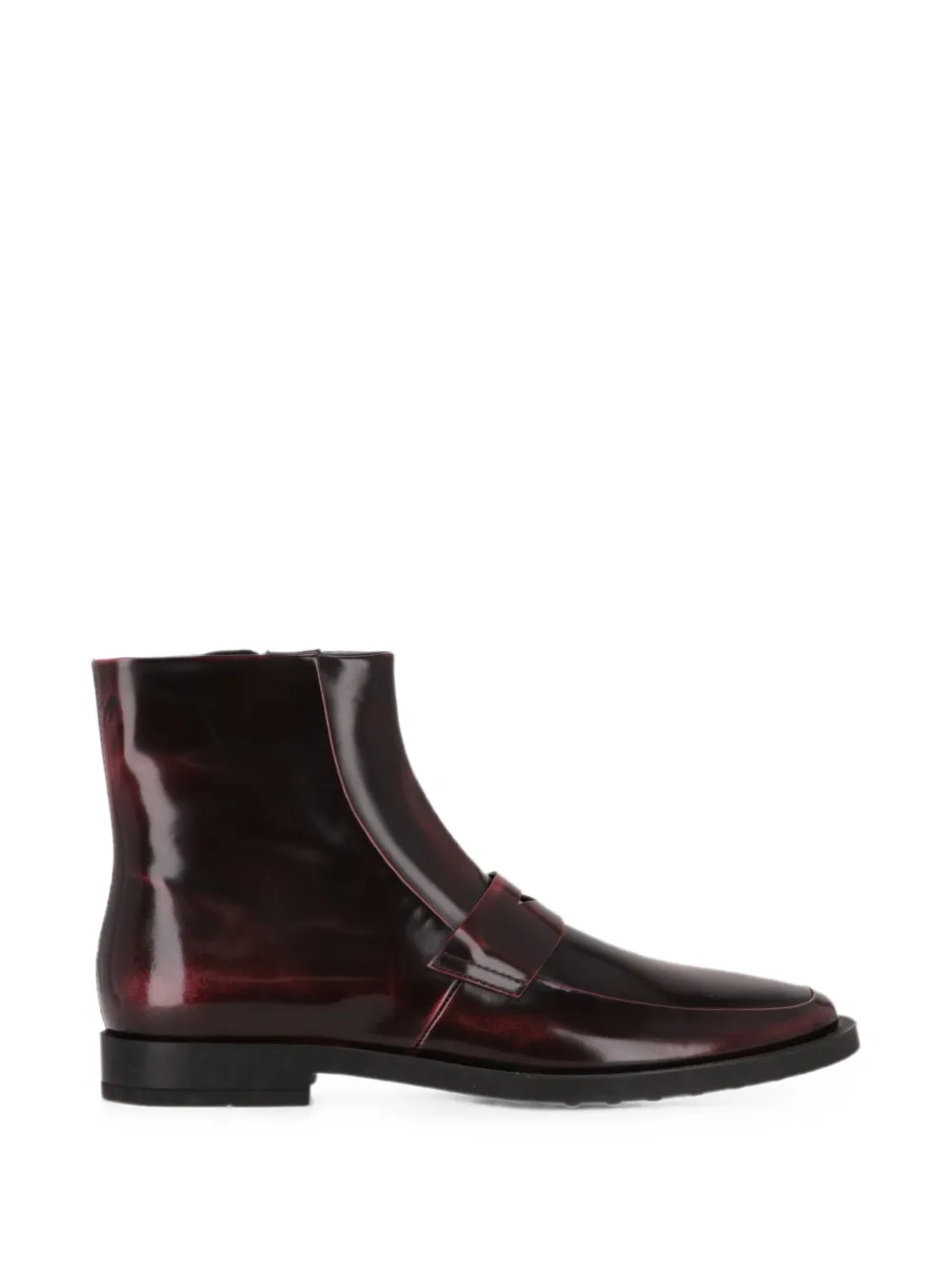 Tod's polished-finish penny-strap ankle boots Rood