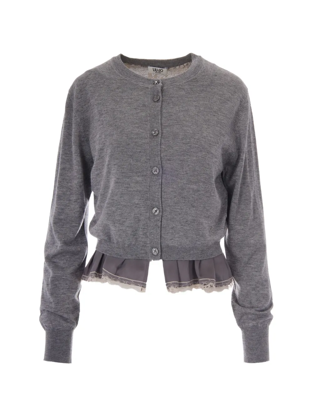 LIU JO lace-trim ruffled cardigan - Grau