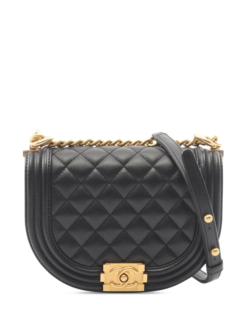 CHANEL Pre-Owned 2021-2026 Small Quilted Lambskin Boy Messenger Bag crossbody bag - Black