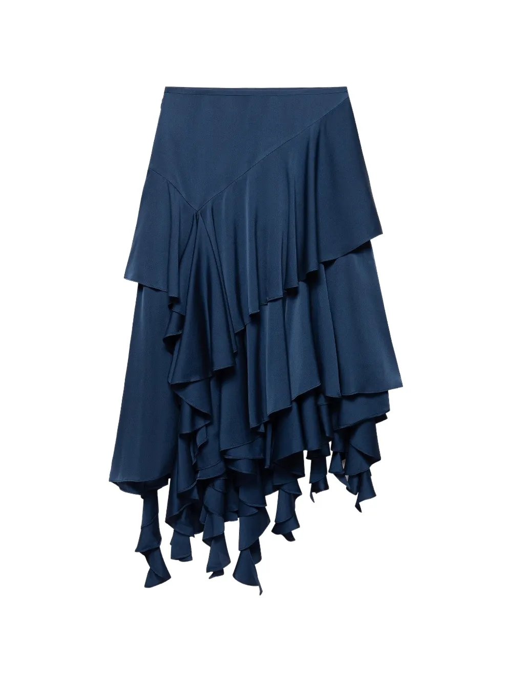 Shanghai Tang asymmetric tiered skirt - Blu
