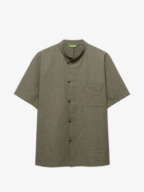 Shanghai Tang short-sleeve seersucker shirt