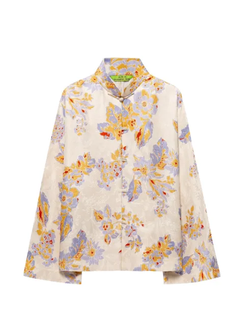 Shanghai Tang veste en soie Scholar à fleurs