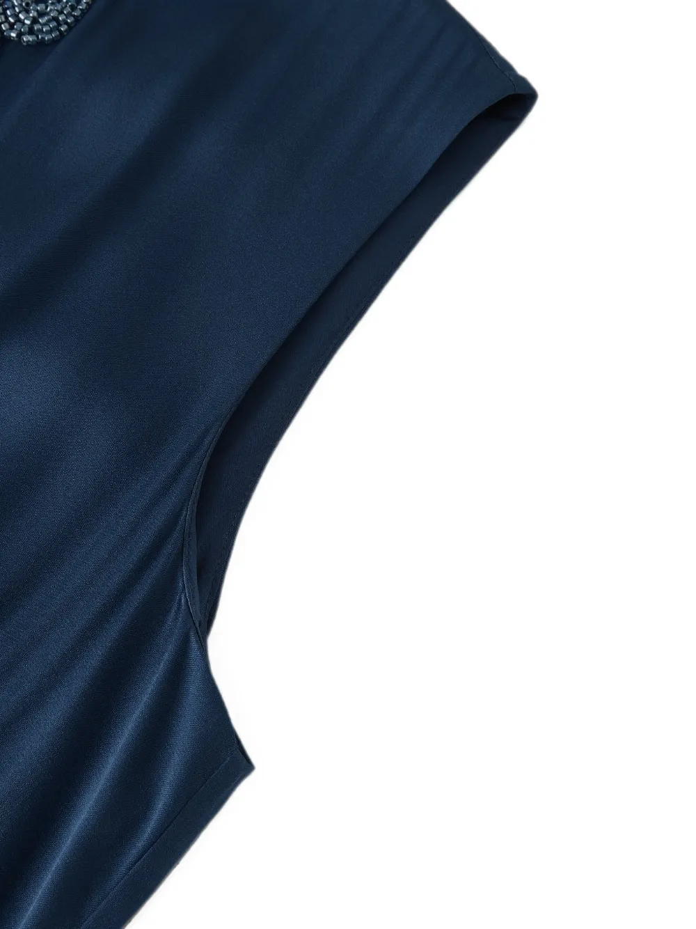 Shanghai Tang Qipao jurk verfraaid met kralen en ruches Blauw
