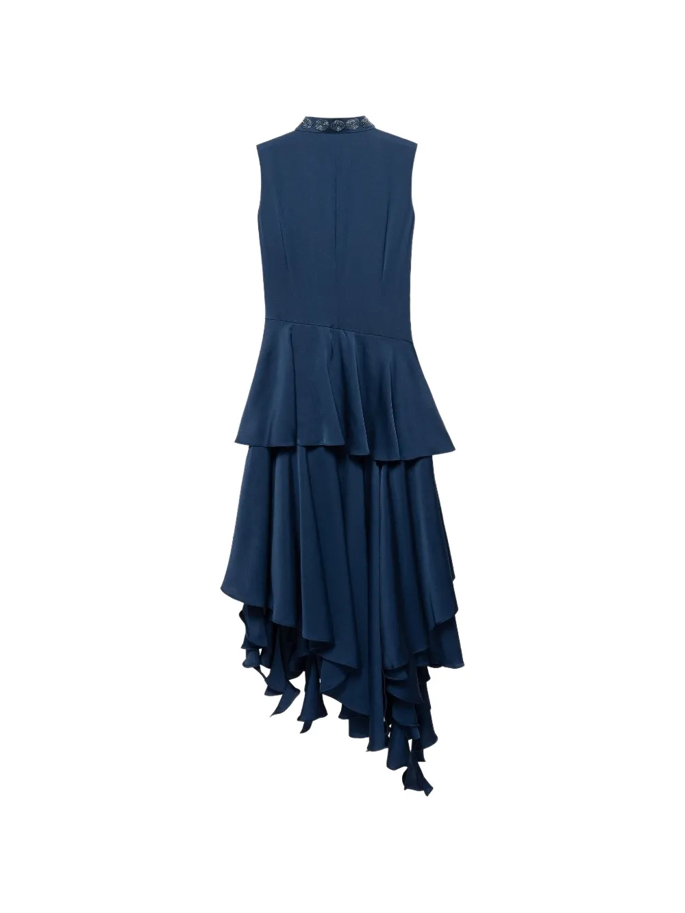 Shanghai Tang Qipao jurk verfraaid met kralen en ruches Blauw