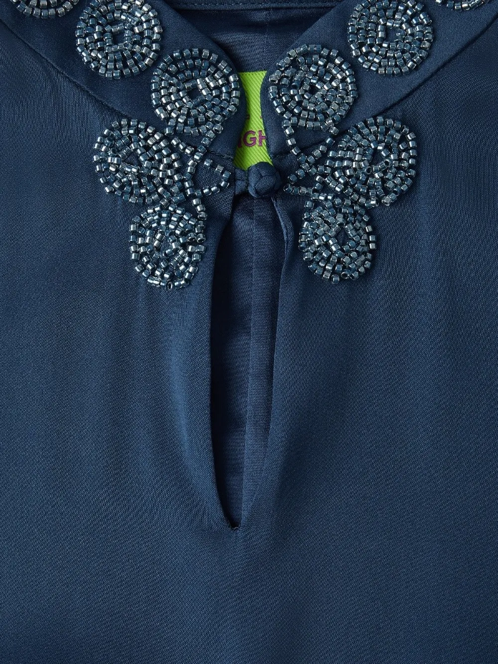 Shanghai Tang Qipao jurk verfraaid met kralen en ruches Blauw