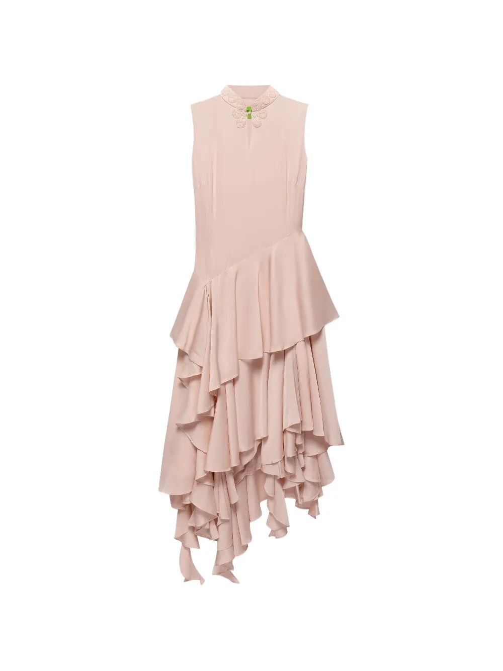 Shanghai Tang bead-embellished asymmetric Qipao dress