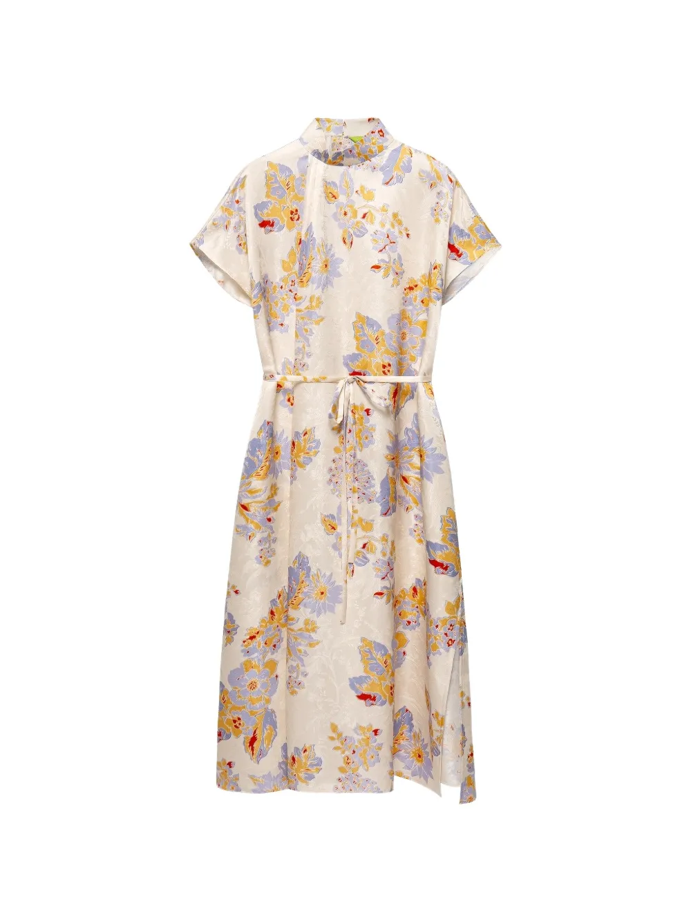 Shanghai Tang floral-print silk midi dress - Nude