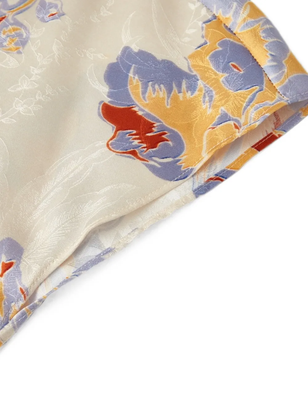 Shanghai Tang Zijde midi-jurk met bloemenprint Beige