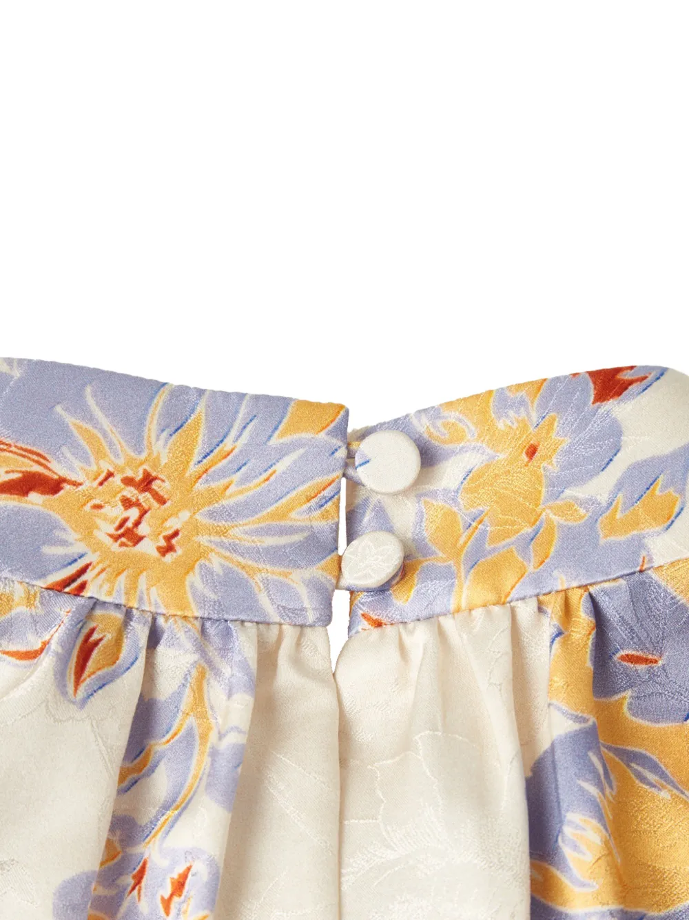 Shanghai Tang Zijde midi-jurk met bloemenprint Beige