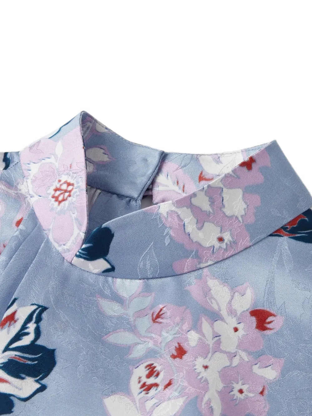 Shanghai Tang Zijde midi-jurk met bloemenprint Blauw