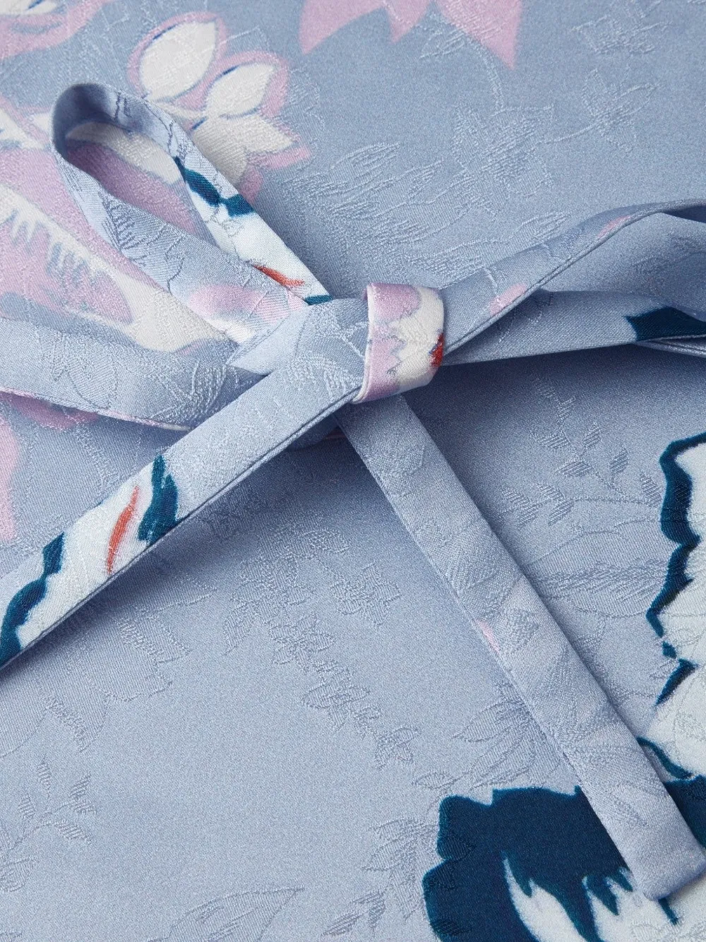 Shanghai Tang Zijde midi-jurk met bloemenprint Blauw