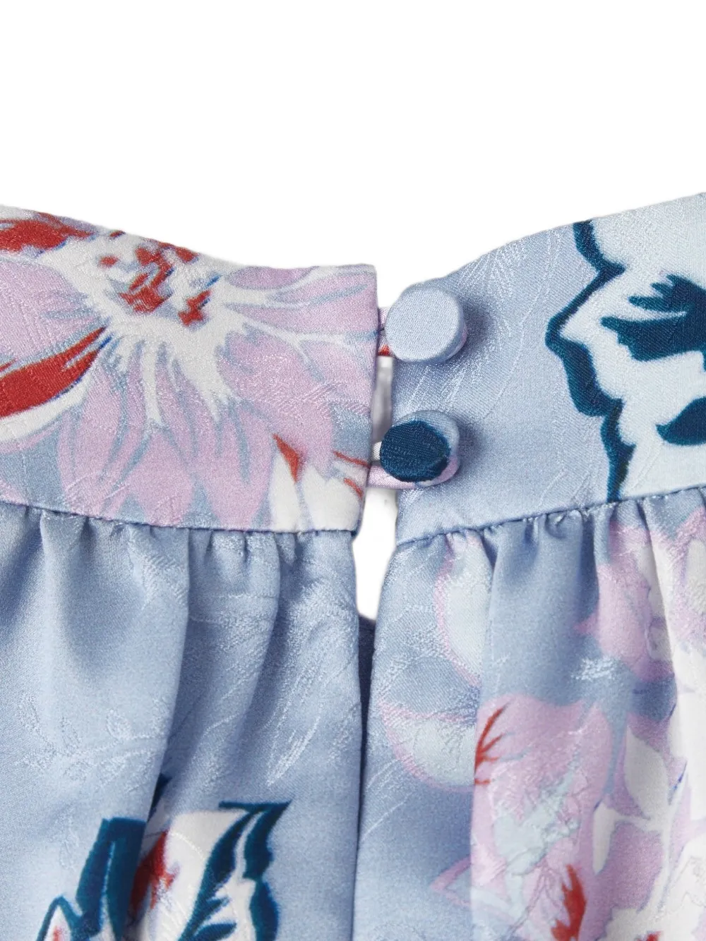 Shanghai Tang Zijde midi-jurk met bloemenprint Blauw