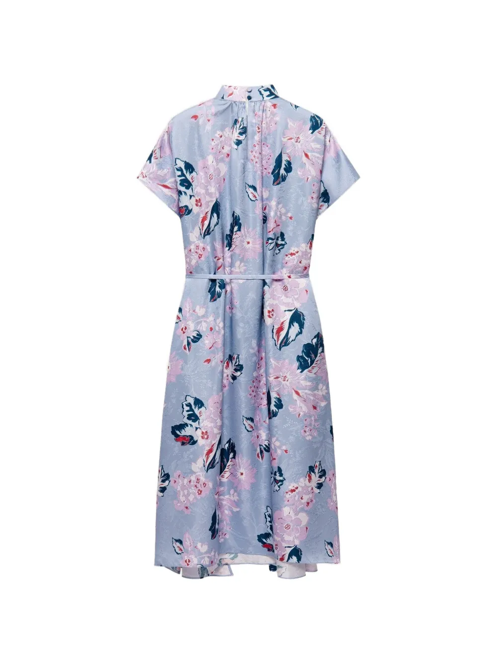 Shanghai Tang Zijde midi-jurk met bloemenprint Blauw