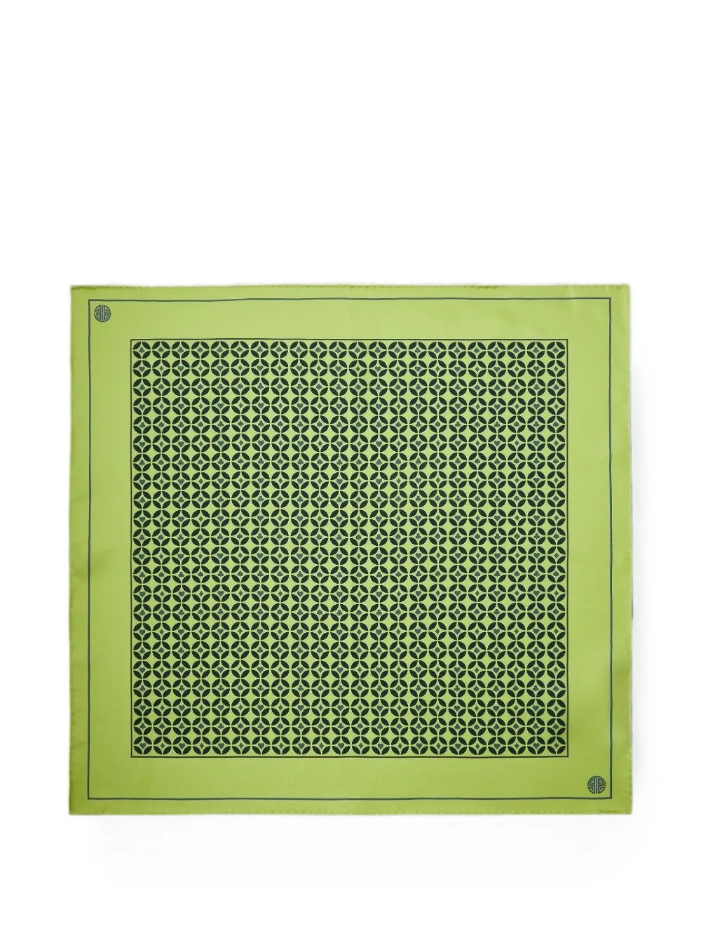 Shanghai Tang geometric-print mulberry silk pocket square - Verde
