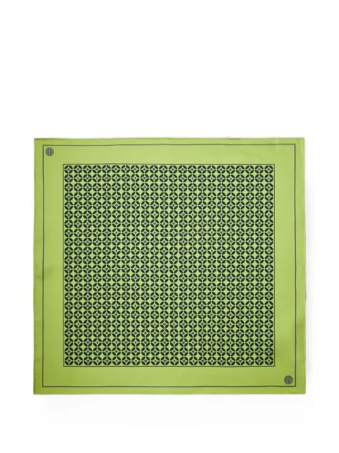 Shanghai Tang geometric-print mulberry silk pocket square