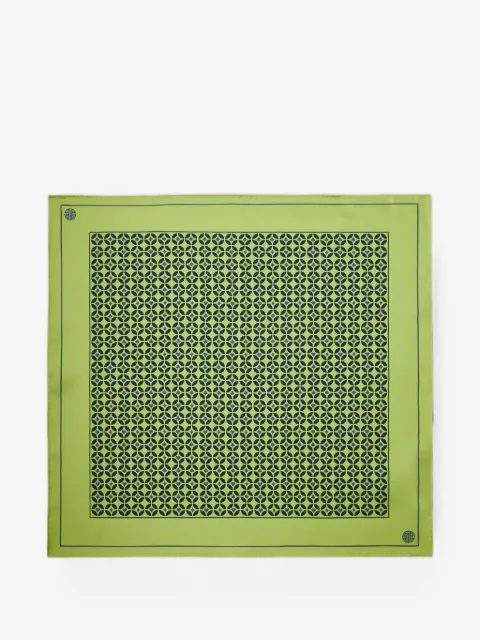 Shanghai Tang geometric-print mulberry silk pocket square