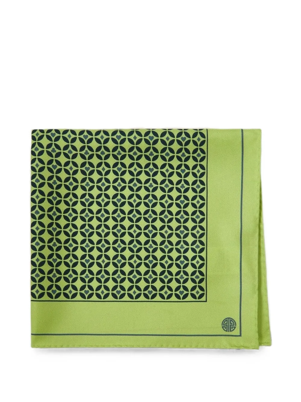 Shanghai Tang Moerbeizijden pochet met geometrische print Groen