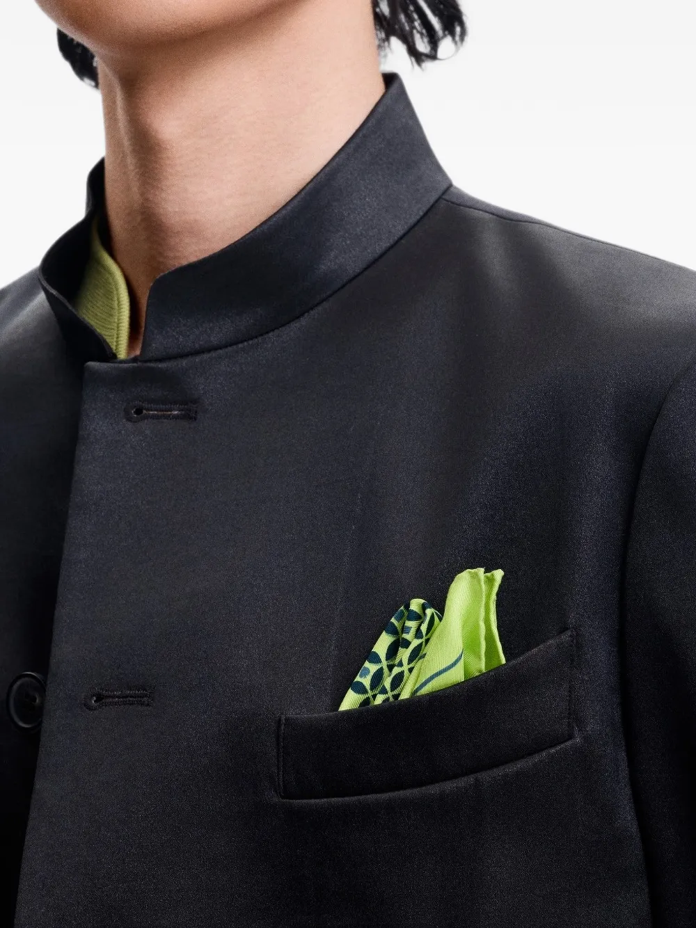Shanghai Tang Moerbeizijden pochet met geometrische print Groen