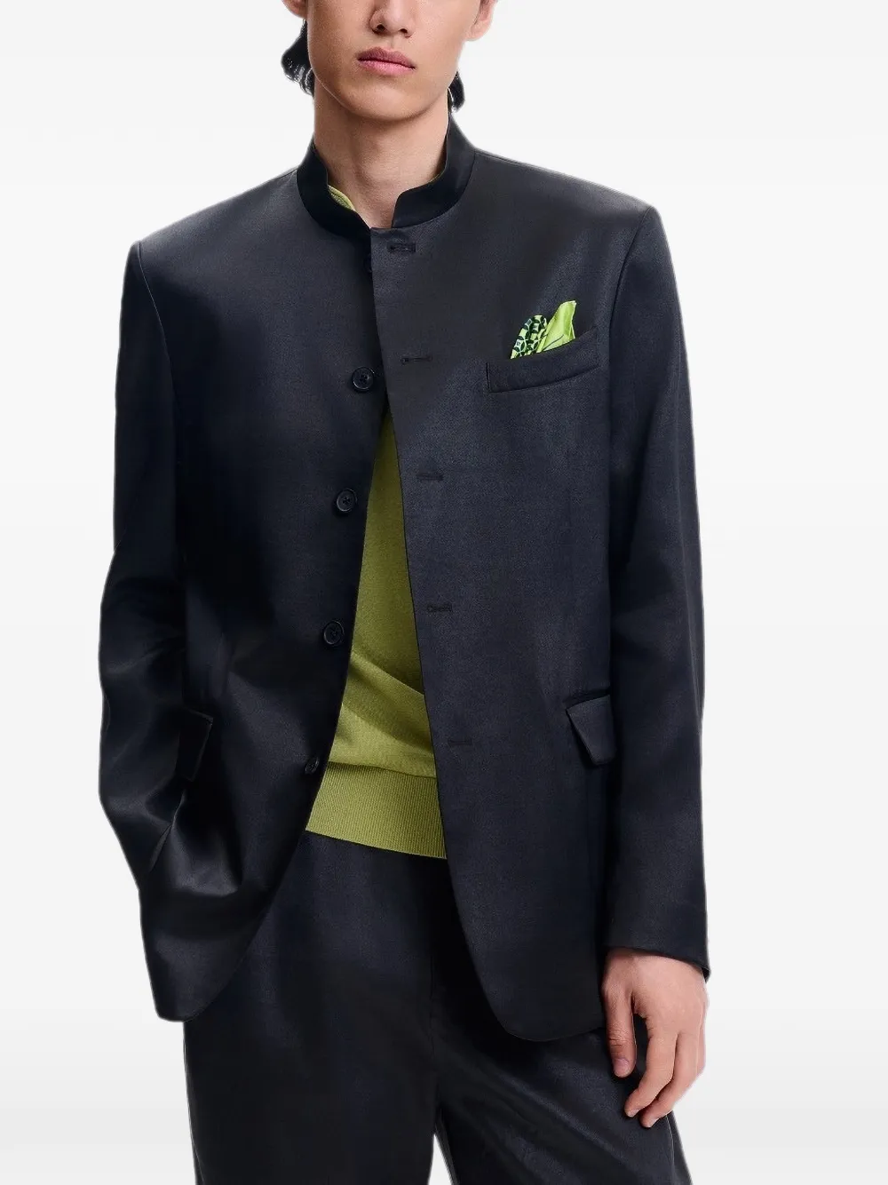 Shanghai Tang Moerbeizijden pochet met geometrische print Groen