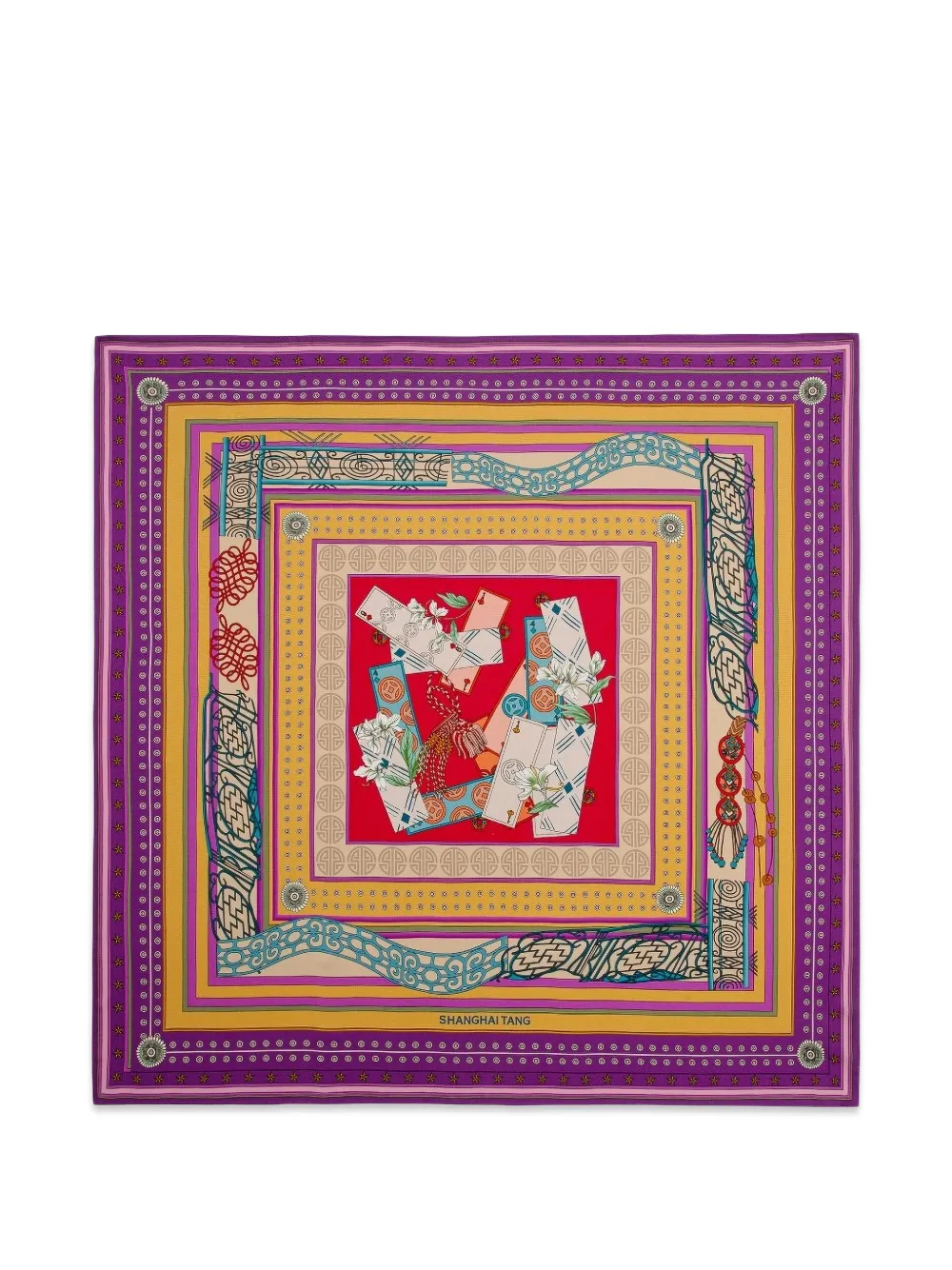 Shanghai Tang A Winning Hand graphic-print scarf - Violett