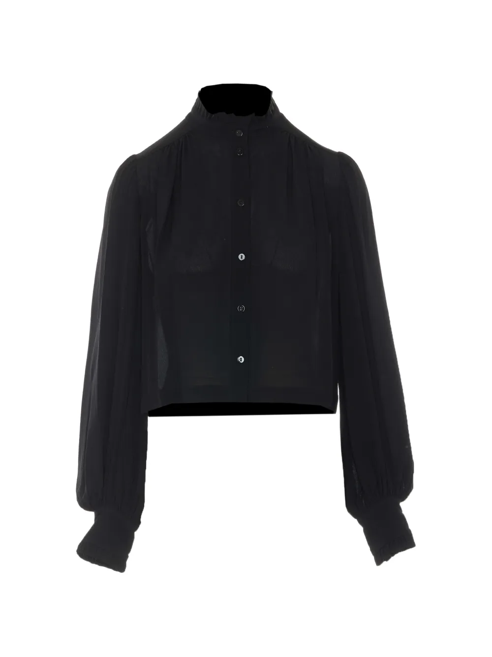 TWINSET ruffle-trim long-sleeve shirt - Schwarz