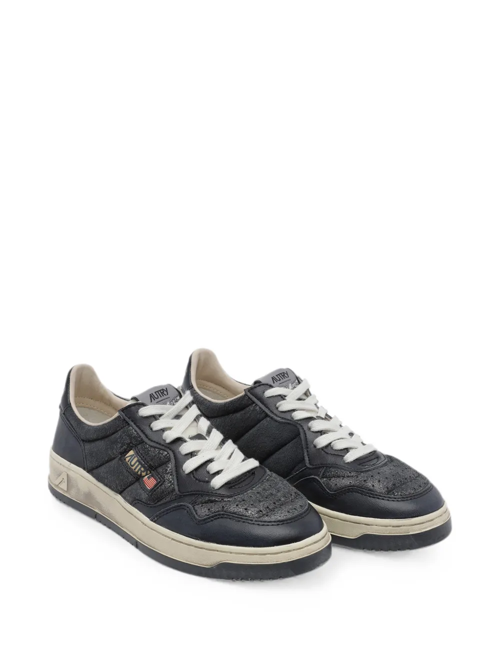 Autry Sup Vint distressed-effect panelled sneakers Grijs