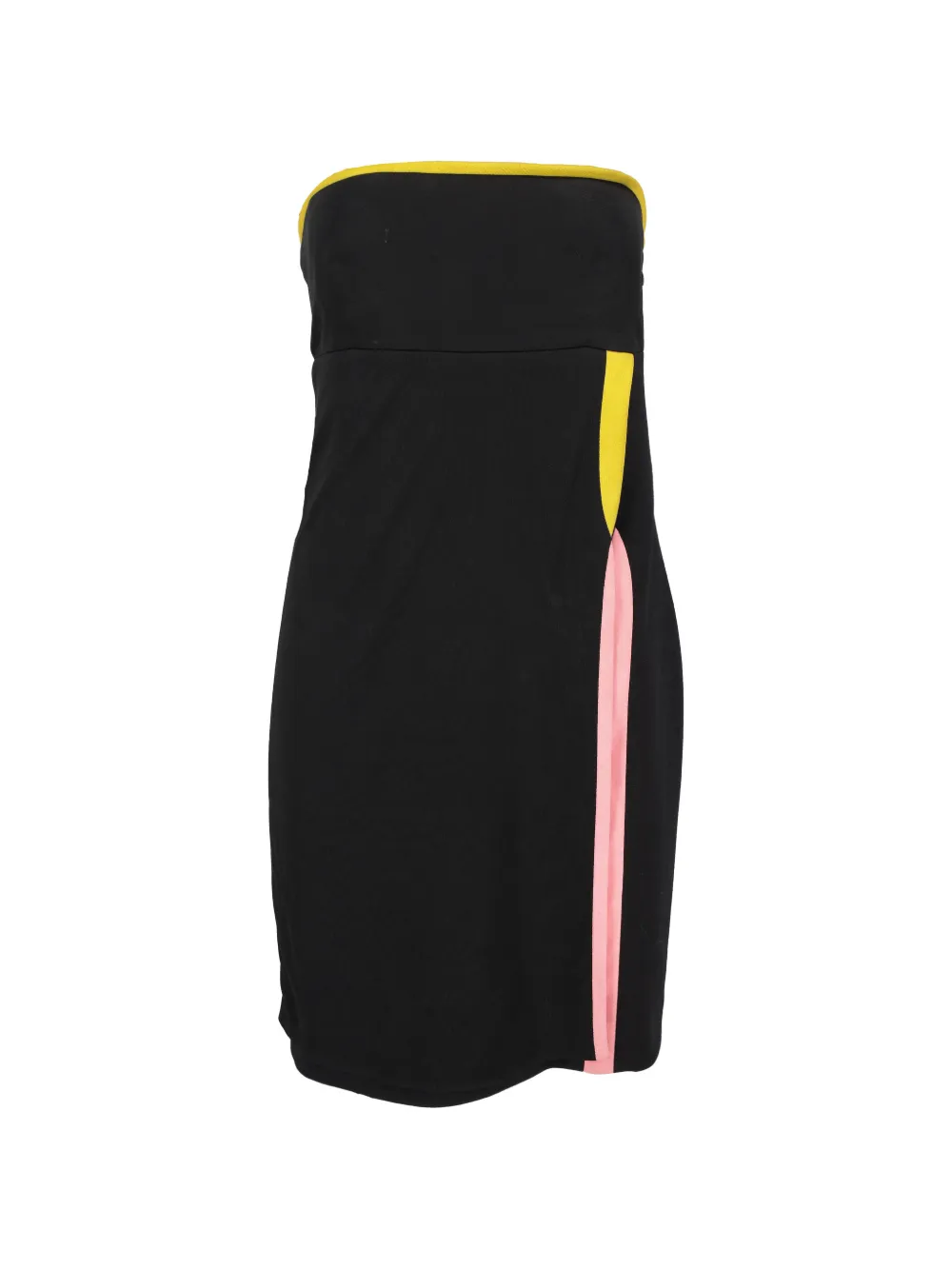 Pre-owned Versace 1997 Mini Strapless Colour-block Dress In Black