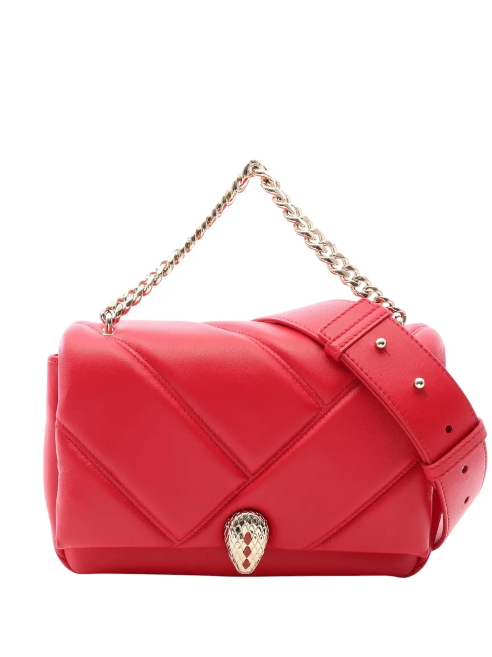 Pre-owned Bvlgari 2010-2026 Leather Serpenti Cabochon Satchel In Red