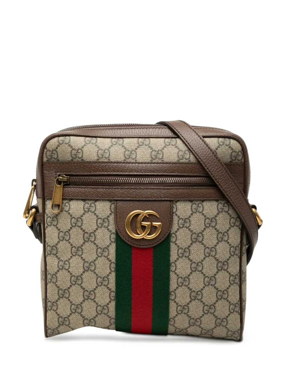 Gucci Pre-Owned 2016-2026 Small GG Supreme Web Ophidia Messenger Bag crossbody bag - Nude
