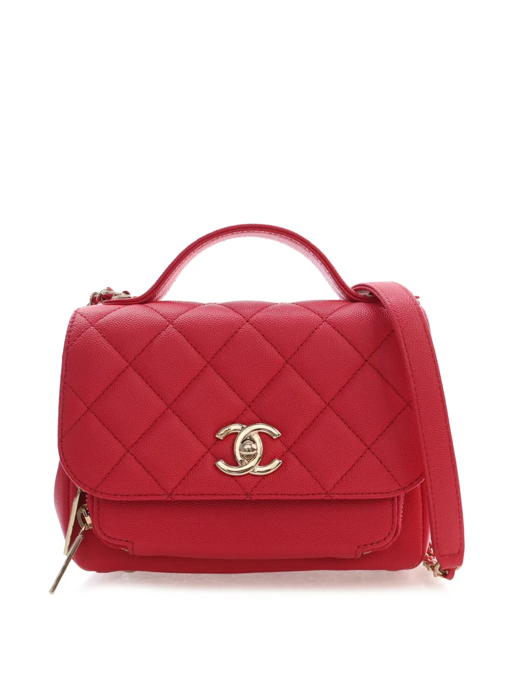 CHANEL Pre-Owned 2018 Small Quilted Caviar Business Affinity Top Handle Flap satchel - Rosso