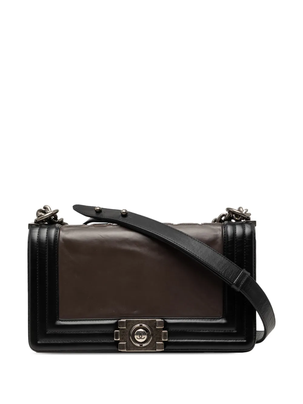 CHANEL Pre-Owned 2011 Old Medium Bicolor Glazed Calfskin Boy Flap crossbody bag - Brown