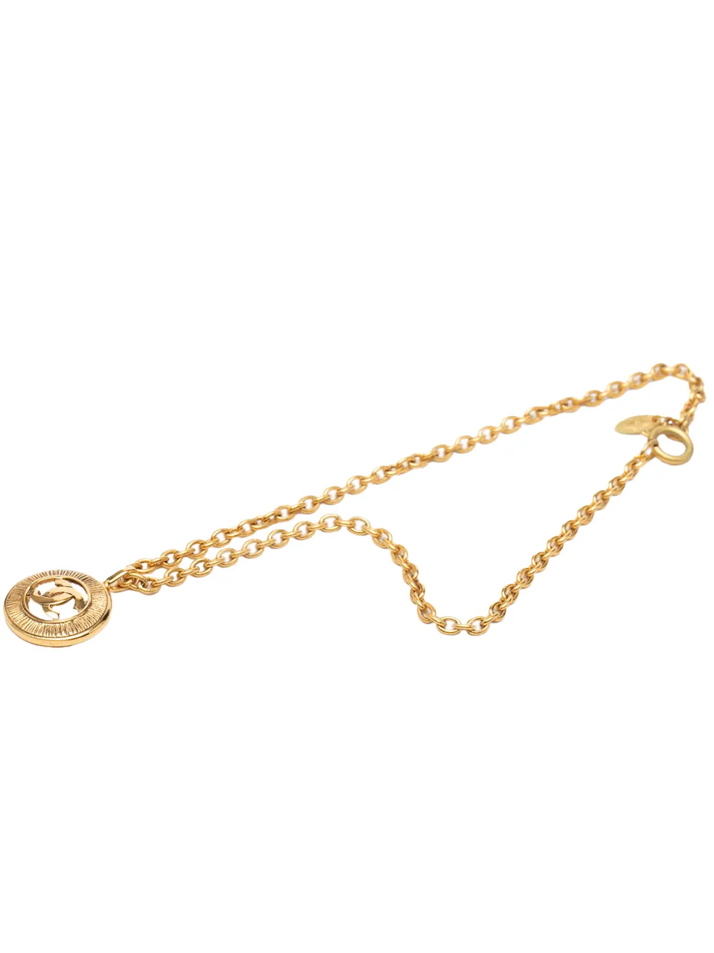 CHANEL Pre-Owned 1970-1980 CC Gold Plated Sunburst Medallion Pendant Necklace costume necklace