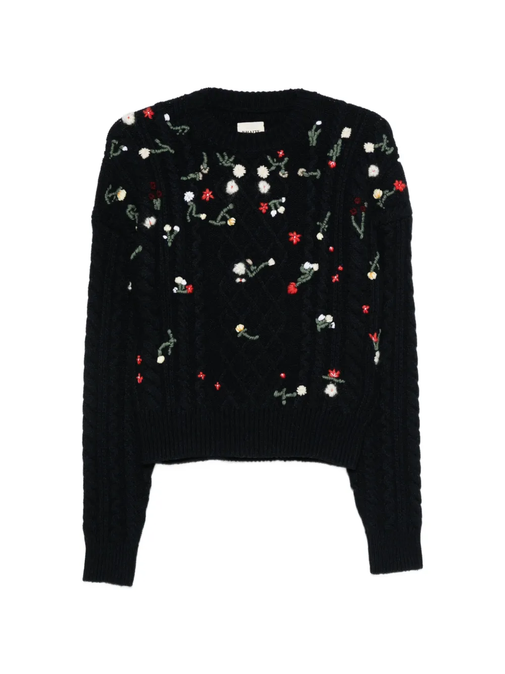 KHAITE Elias cashmere embroidered sweater deep navy - Blue