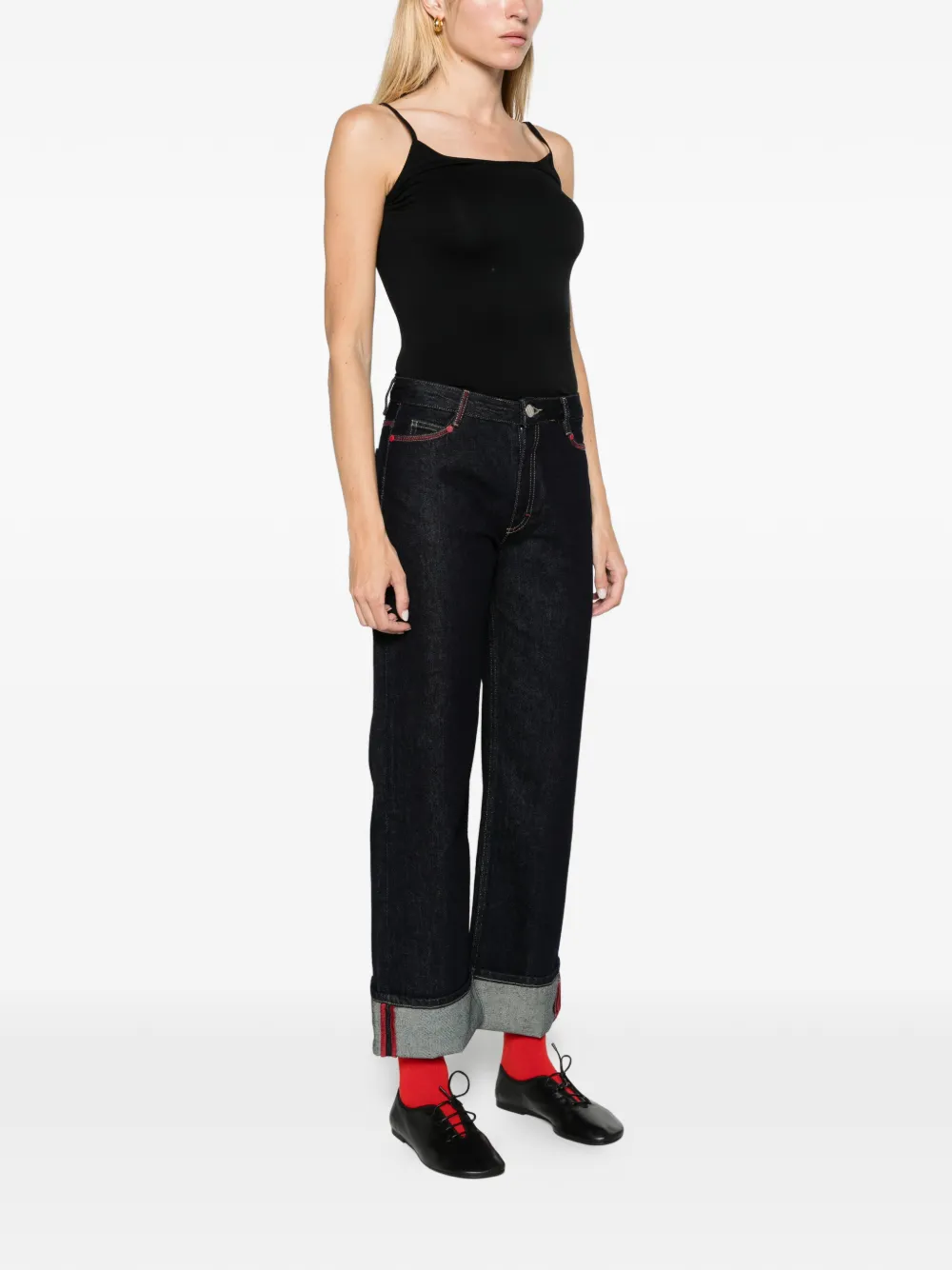 DAMSON MADDER straight-leg Montana turn-up jeans indigo selvedge Blauw