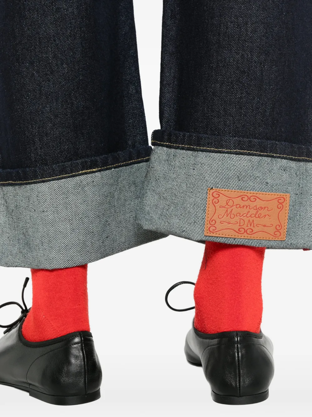 DAMSON MADDER straight-leg Montana turn-up jeans indigo selvedge Blauw