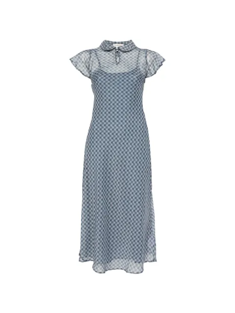 DAMSON MADDER Hudson midi dress blue grey gingham