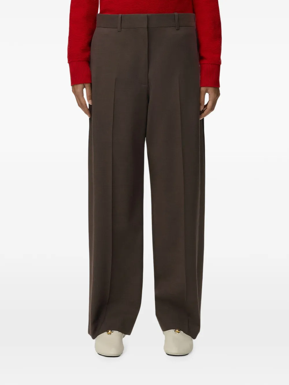 LOEWE Broek van viscose- en wolblend Bruin
