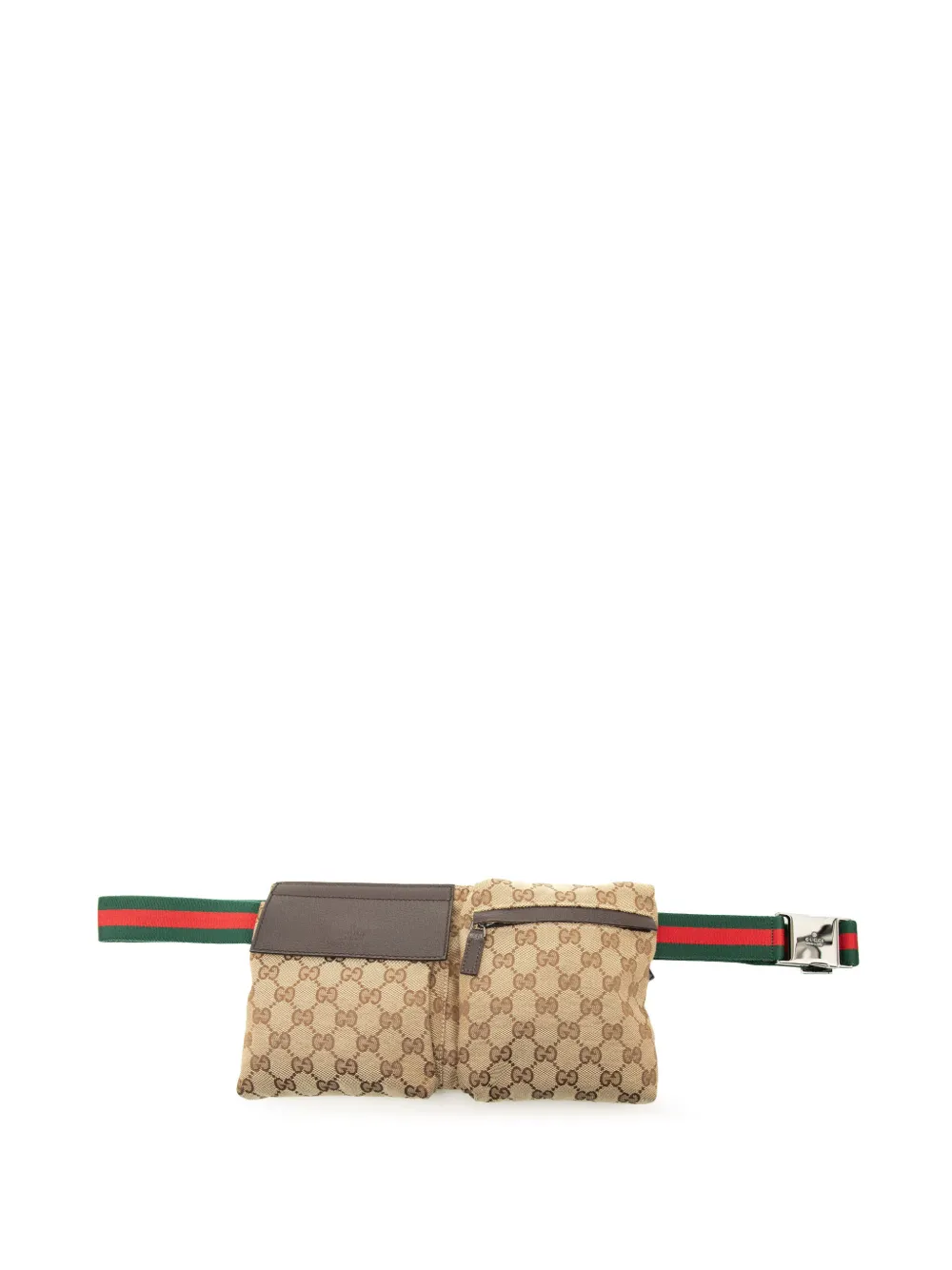 Gucci Pre-Owned 2000-2015 GG Canvas Web Double Pocket belt bag - Toni neutri