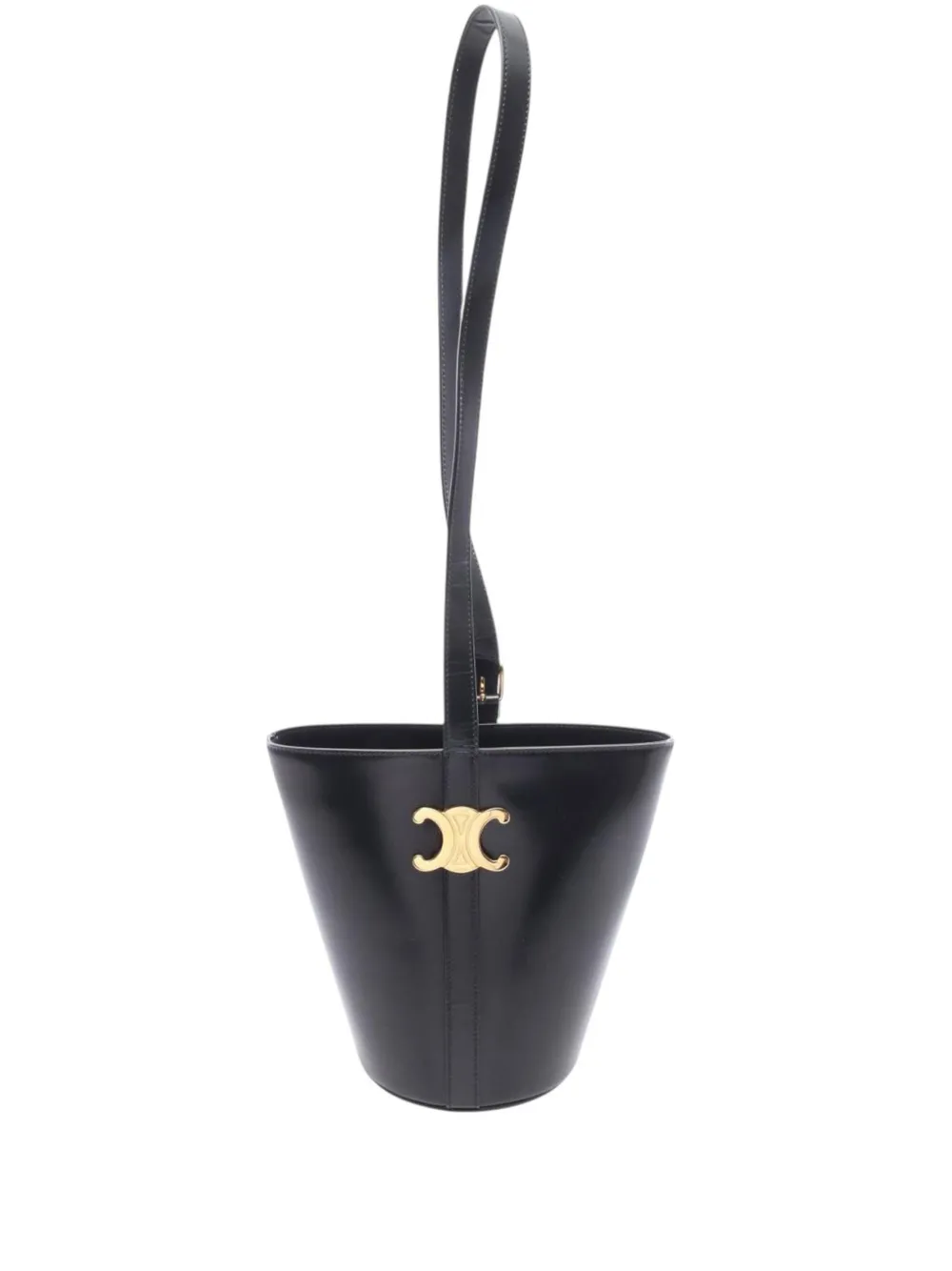 Celine Pre-Owned 2022-2026 Leather Triomphe bucket bag - Black