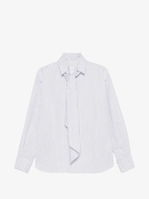 sacai striped tie-neck shirt