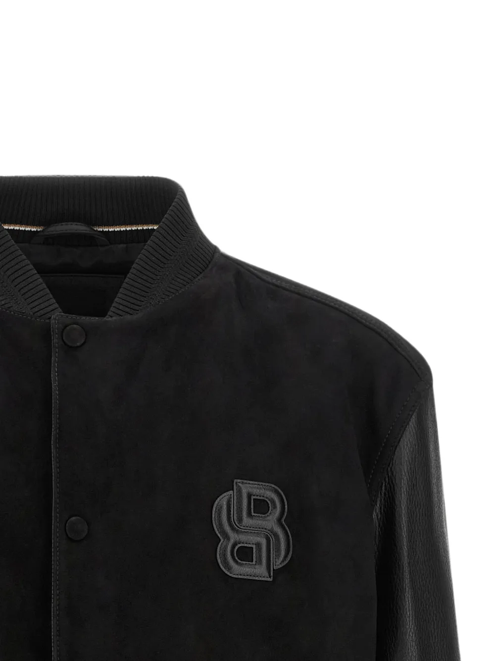 Hugo Boss Textured Microfiber Bomber Jacket In Black