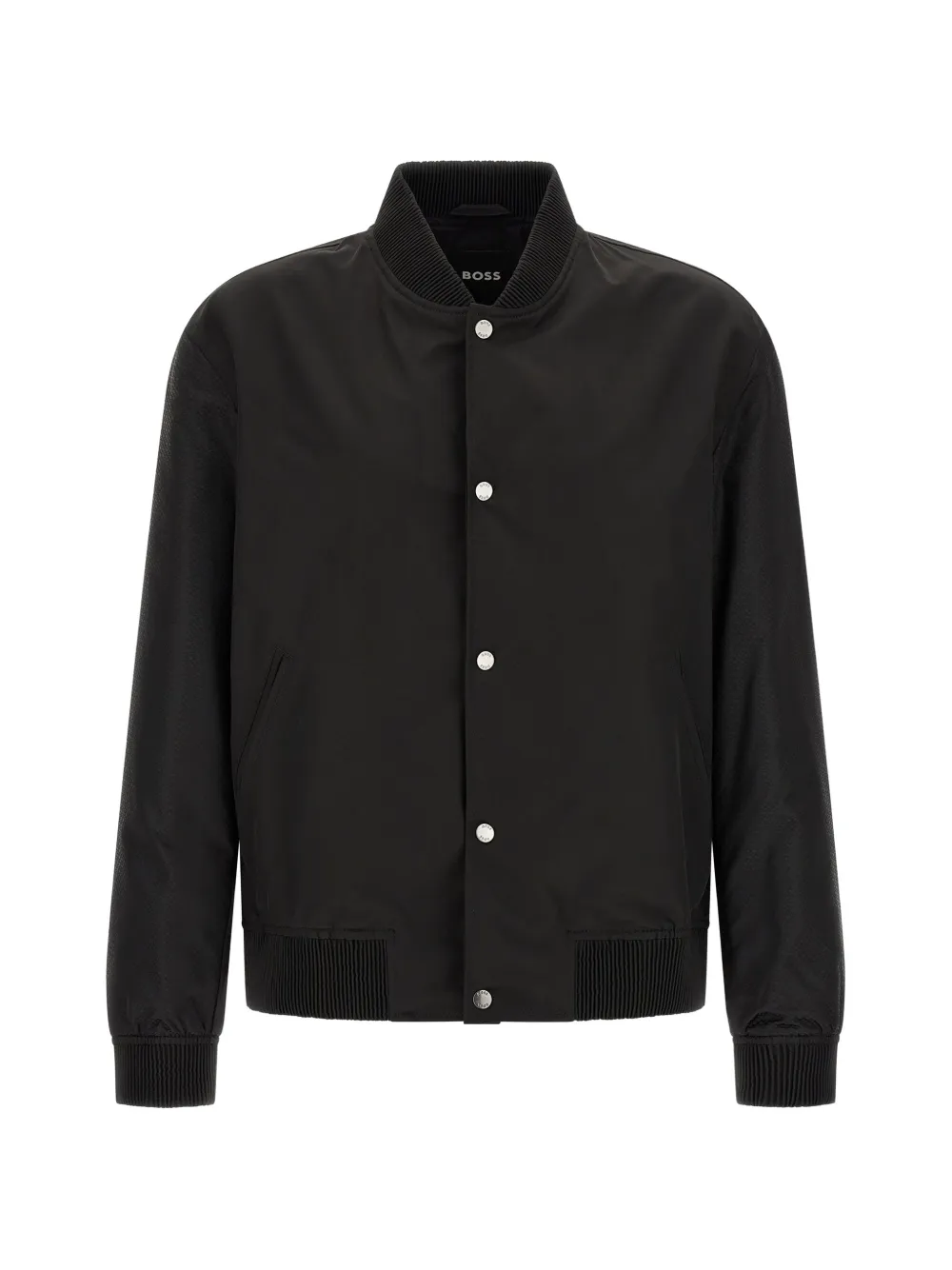 BOSS water-repellent jacket with monogram-pattern sleeves - Nero
